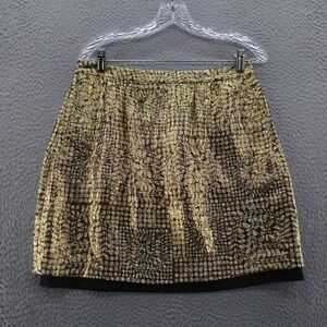 Brooklyn Industries Womens Silk‎ Mini Skirt Size 6 Gold Metallic Party 80s Retro